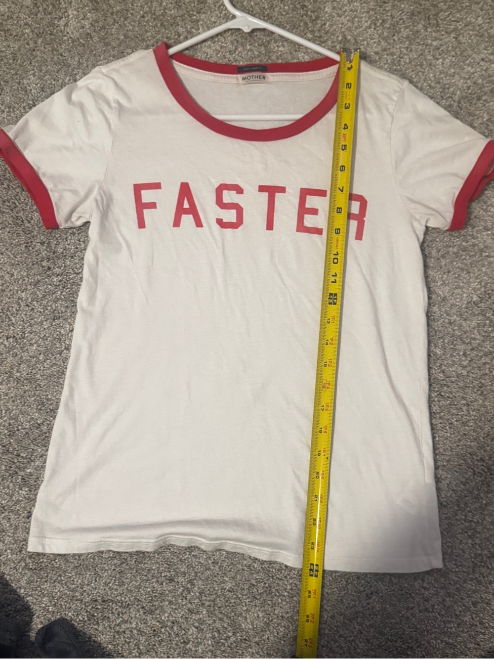 MOTHER White Tee with Red Ringer Trim and FASTER Graphic - Picture 5 of 6